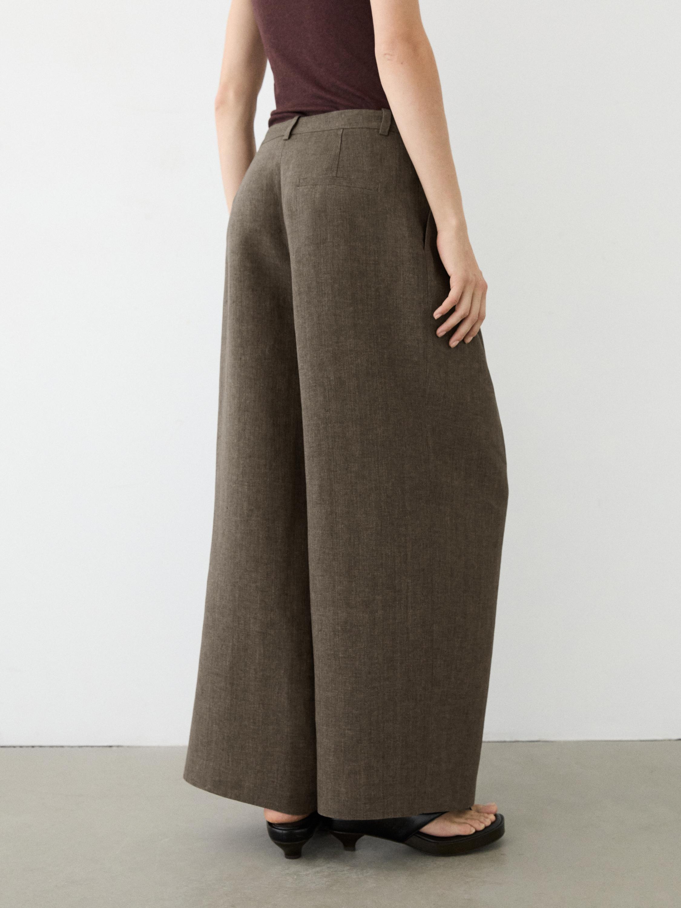 Linen melange darted trousers